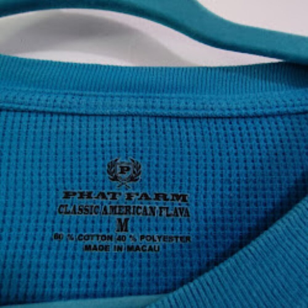 Vintage Phat Farm Classic American Flava Turquoise Men's Long-sleeve Shirt M - Picture 3 of 12
